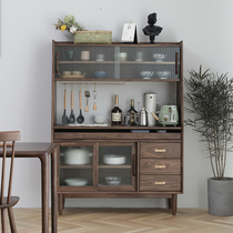 North American black walnut sideboard Nordic luxury multi-functional storage glass sliding door restaurant small apartment locker