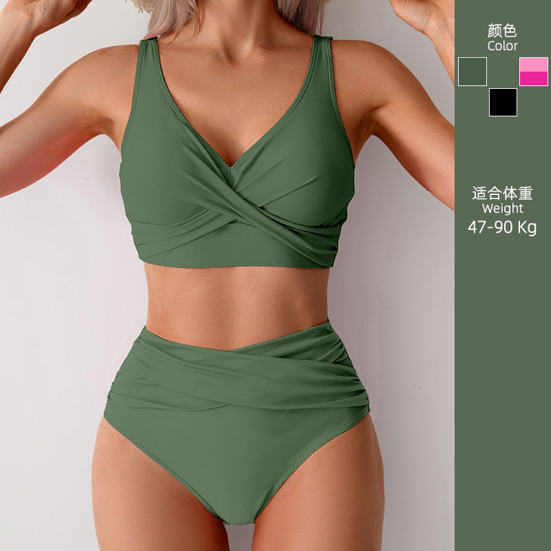 European and American ins Resort-Style Plus-Size Two-Piece Swimsuit for Women 2025 New Sexy High-Waisted Tummy-Covering Bikini for Hot Springs