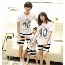 Zebra stripes Parent-child summer seaside beach suit Short-sleeved T-shirt Mother-child mother-daughter striped pants Family