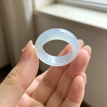 Burmese jade a-grade ice-seed wide version women’s ring