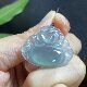 Jade A grade high ice seeded blue steel smiling Buddha female style jade pendant 0308