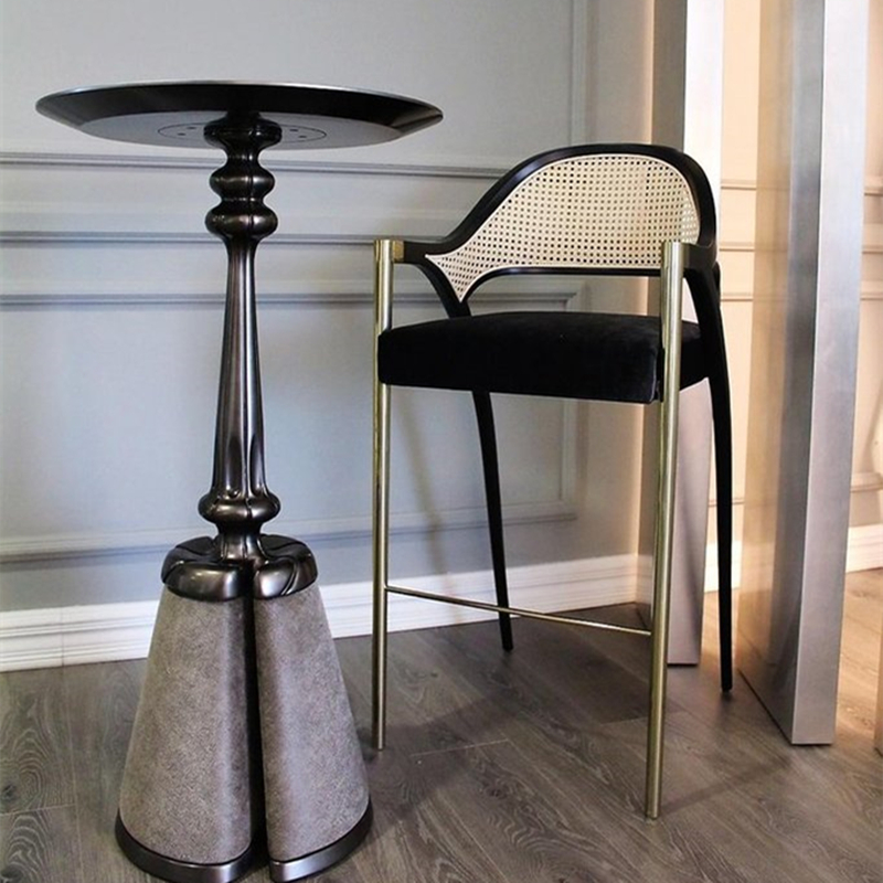 Light Extravagant Solid Wood Rattan Bar Chair High Footstool Nordic Bar Chair Minima Stainless Steel Bar Chair Decent Board Room Reception Chair