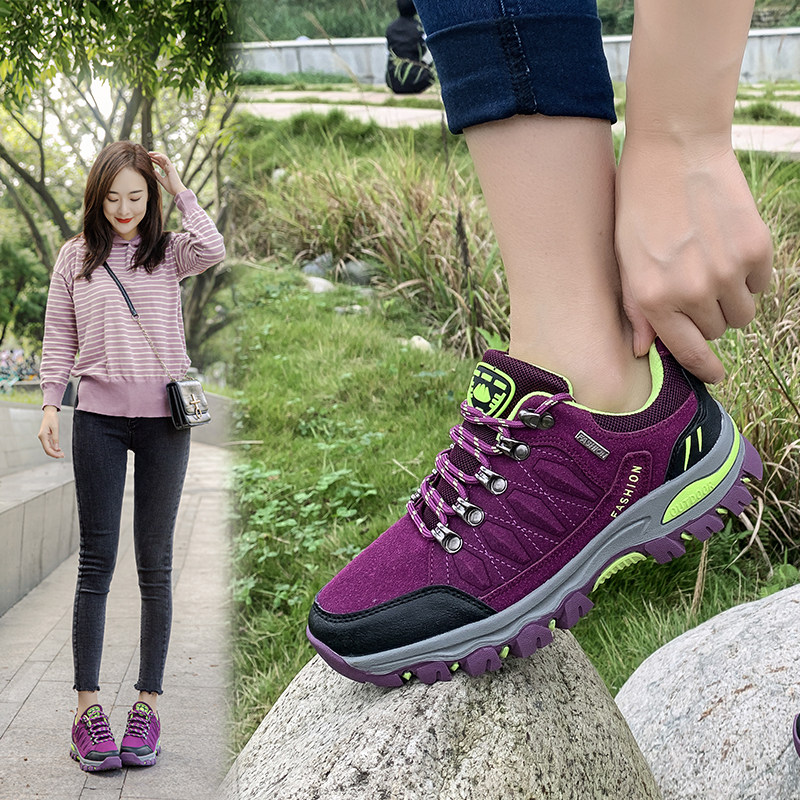 Back Force Genuine Leather Outdoor Climbing Shoes Women Waterproof Non-slip Hiking Shoes Women Shoes Breathable Light Casual Sneakers