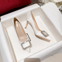  20201 new wedding shoes bridal shoes French high heels womens thin heels white bridesmaid shoes wedding shoes Xiuhe two wear