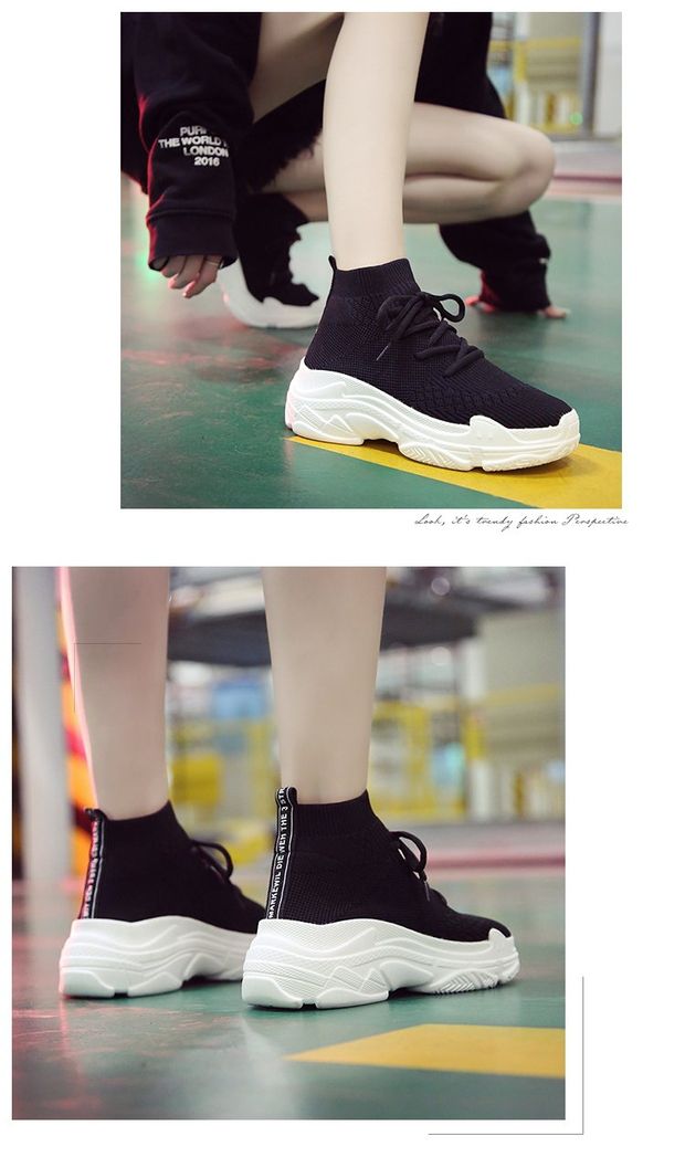 Giày vớ nữ phiên bản Hàn Quốc của ulzzang hoang dã 2018 mùa thu tăng đế dày thể thao giản dị hip hop giày cao triều giày chelsea boot