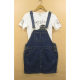 Korean style slim denim suspender skirt for students