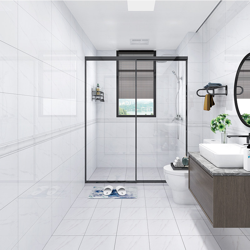 Kitchen white wall tiles 300x600 modern simple powder room non-slip floor tiles Nordic Jazz white porcelain tiles tiles