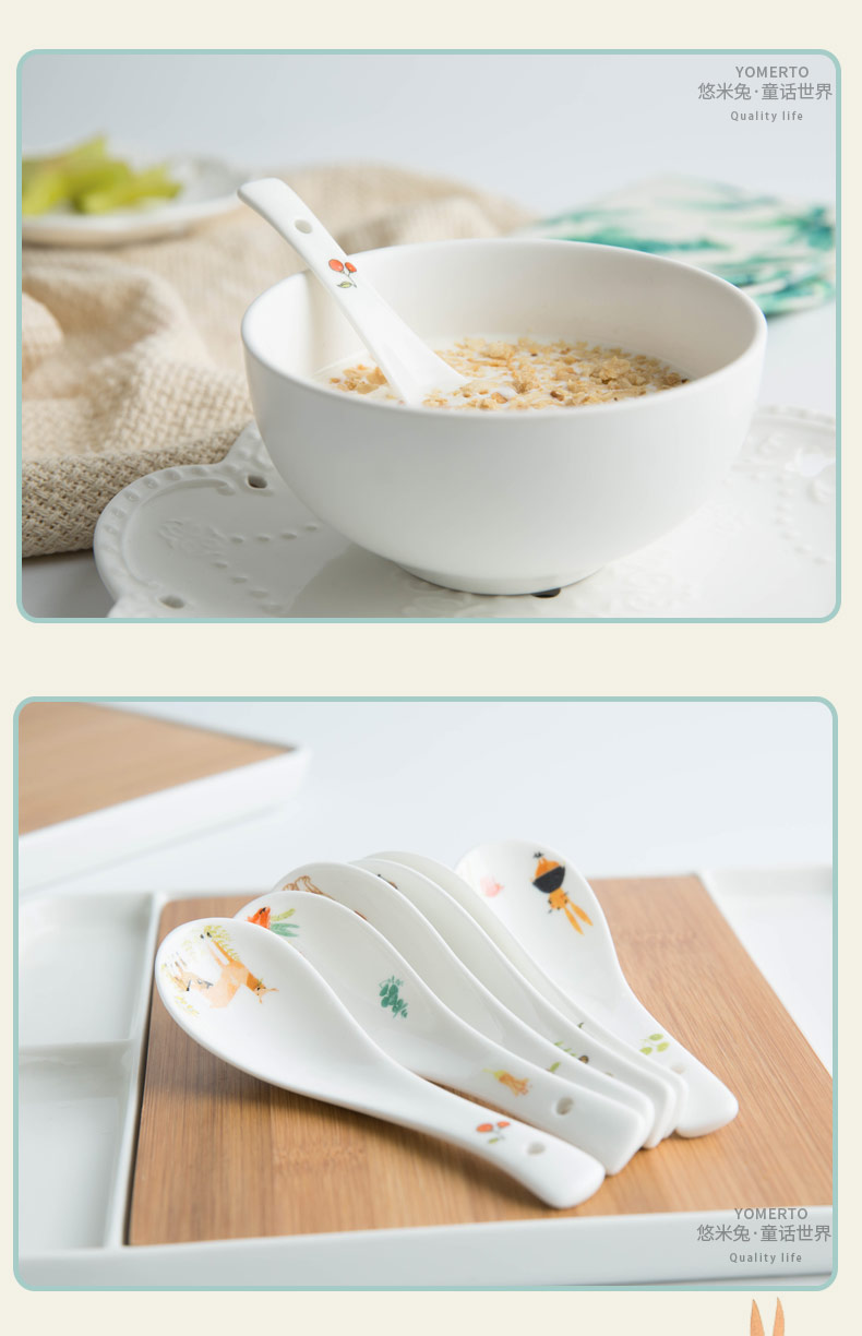 Yomerto spoon ceramic household big spoon, spoon, ladle smaller spoon handle large ipads China porridge spoon porridge