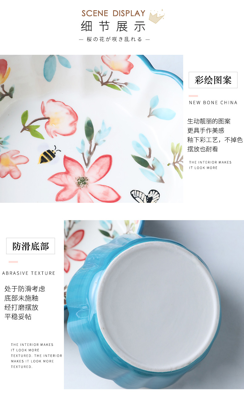 Web celebrity fruit salad bowl home students and lovely young girl heart ceramic tableware ins rainbow such use creative Japanese soup bowl