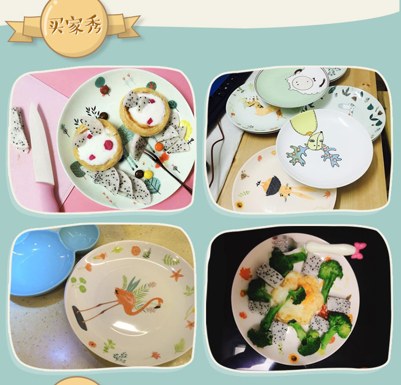 Bát cơm dễ thương sáng tạo món ăn gốm sứ bát nhỏ phim hoạt hình Hàn Quốc trẻ em dao kéo đặt bát sứ đĩa sứ trắng