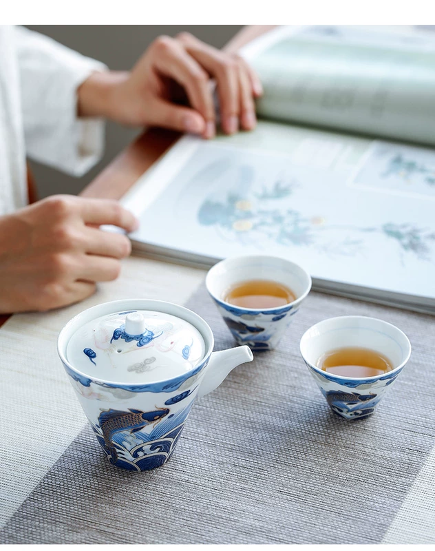 Cá rồng tốt lành gốm nhỏ Cup trà Dosa Cup Trang chủ Kung Fu Tea Set Tea Cup Handmade Single Cup Tea Cup Master Cup - Trà sứ