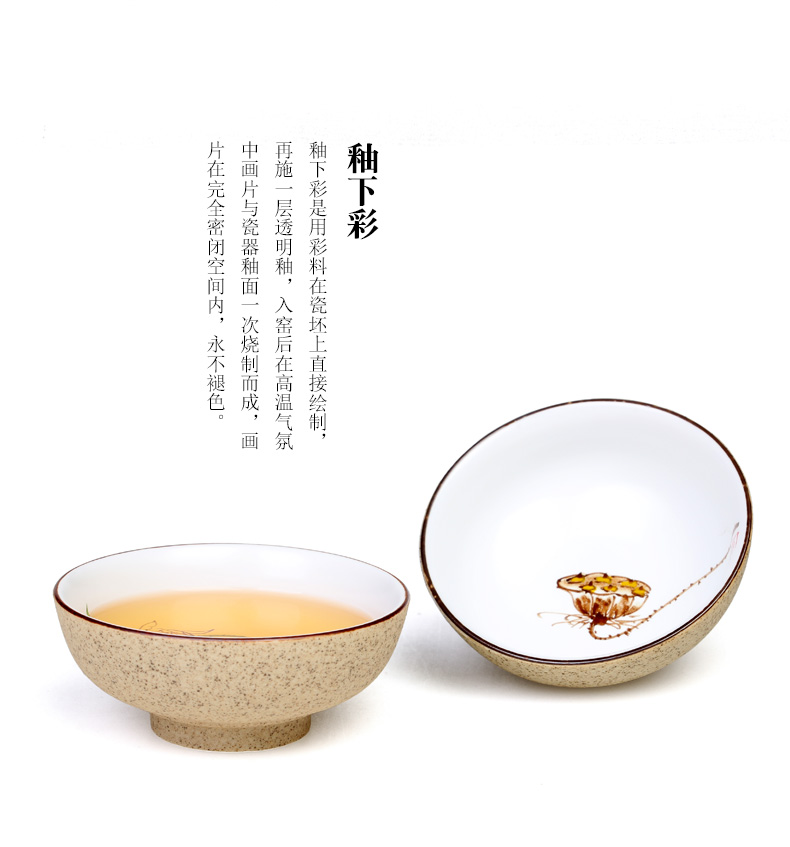 Small hand - made ceramic sample tea cup kung fu tea cups suit household 6 pack Small bowl tea tea cup