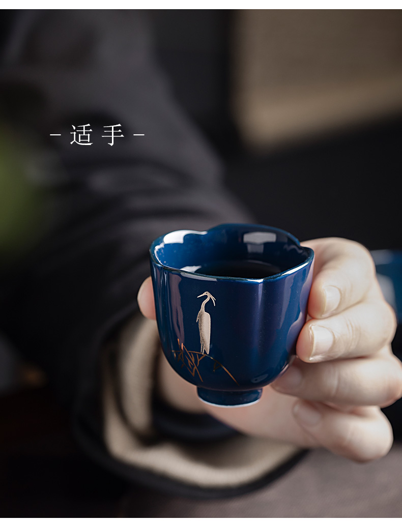 Glaze egrets sample tea cup ceramic cups suit household kung fu tea tea cup master cup, small bowl