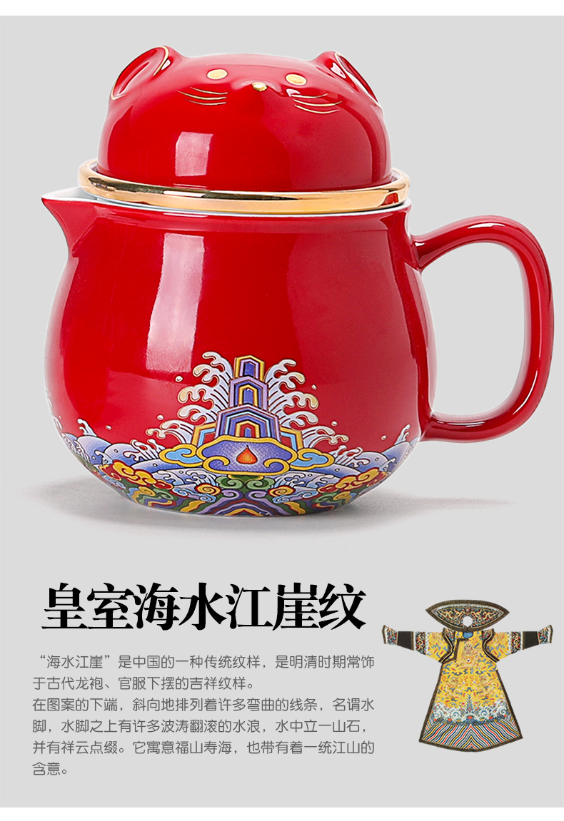 The portable wind tide crack cup ceramic a pot of 2 cup travel teapot household kung fu tea set small suit