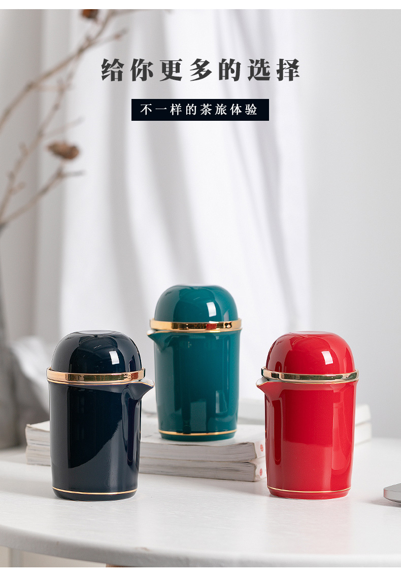 Portable crack glass ceramic pot of five cups to receive a bag travel teapot household kung fu tea set small suit