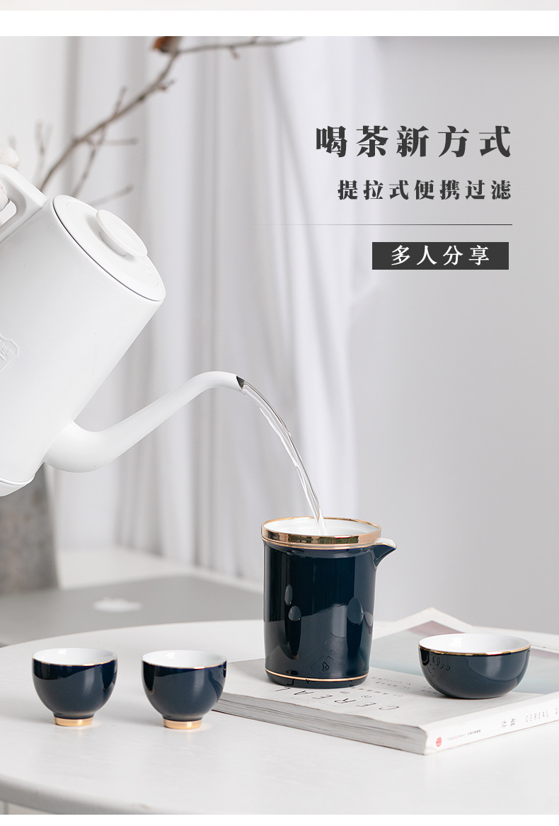 Portable crack glass ceramic pot of five cups to receive a bag travel teapot household kung fu tea set small suit