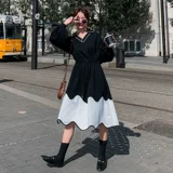 Ретро толстовка, корсет, осеннее платье, на шнурках, по фигуре, 20 года