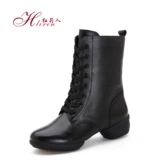 红莉人 Демисезонная обувь, танцующие высокие туфли, ботинки, из натуральной кожи, мягкая подошва