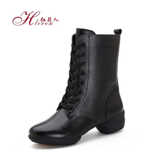 红莉人 Демисезонная танцующая обувь, высокие ботинки, из натуральной кожи, мягкая подошва