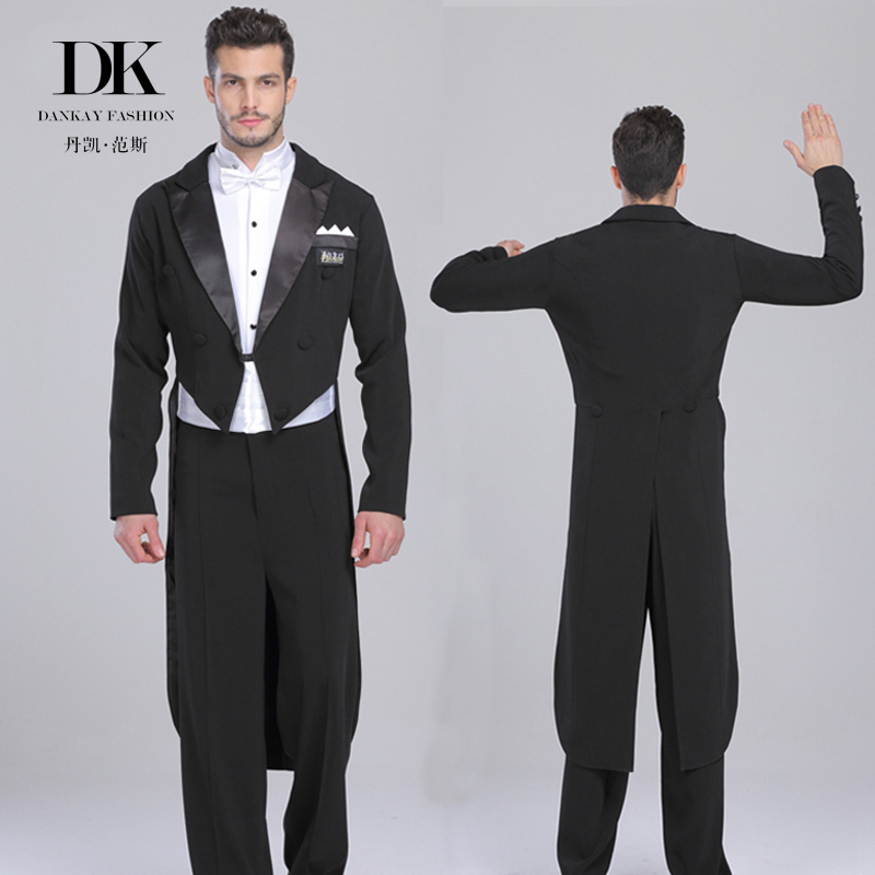 Dankai Men's Tuxedo Tailcoat Modern Dance Costume Ballroom Dance Costume Black Suit Three-Piece Men's Suit