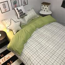 Light luxury home Museum Nordic minimalist ins Plaid stripes four-piece set 1 5 1 8m quilt cover sheets