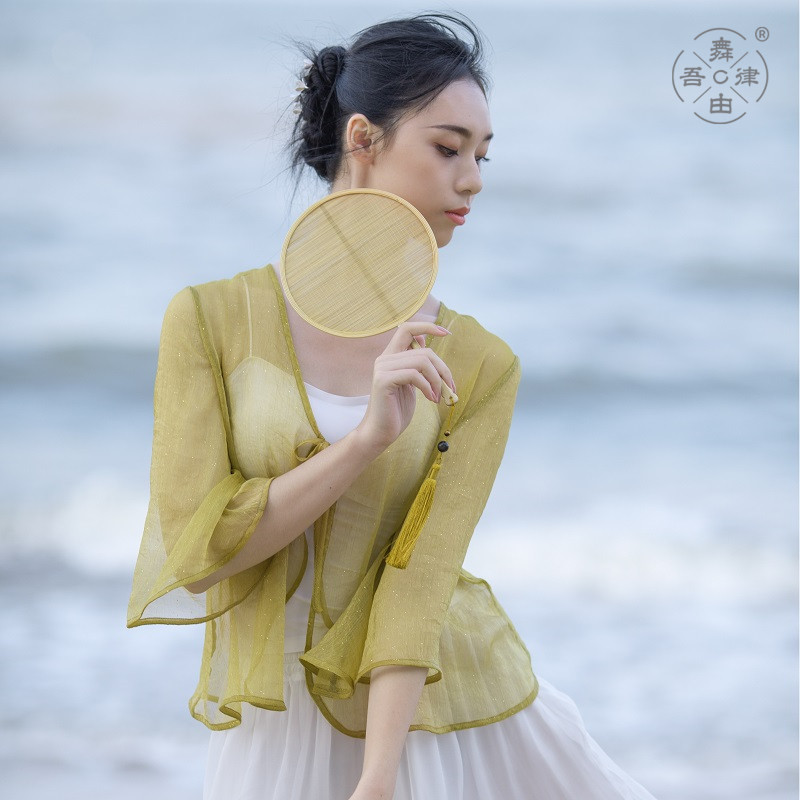 Dance by my law starry sky series short placket gauze Classical national dance body rhyme yoga Hanfu basic training work clothes