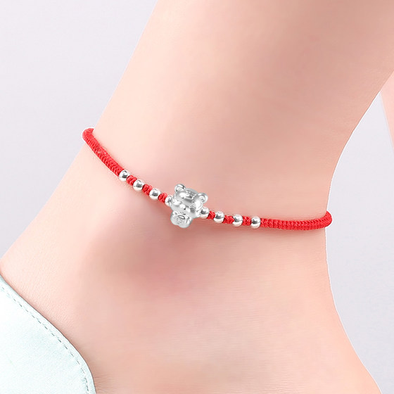 S999 sterling silver Year of the Tiger animal year red rope anklet for women and men belonging to the tiger weaving simple zodiac couple gift