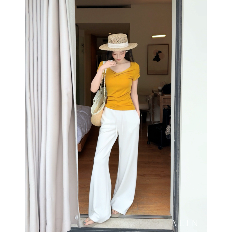 Alin【Xia Ye Youjia】79.3% Lyocell+16.7% Sheep Wool Slim Fit T-Shirt Short Sleeve Top Al6Mbt