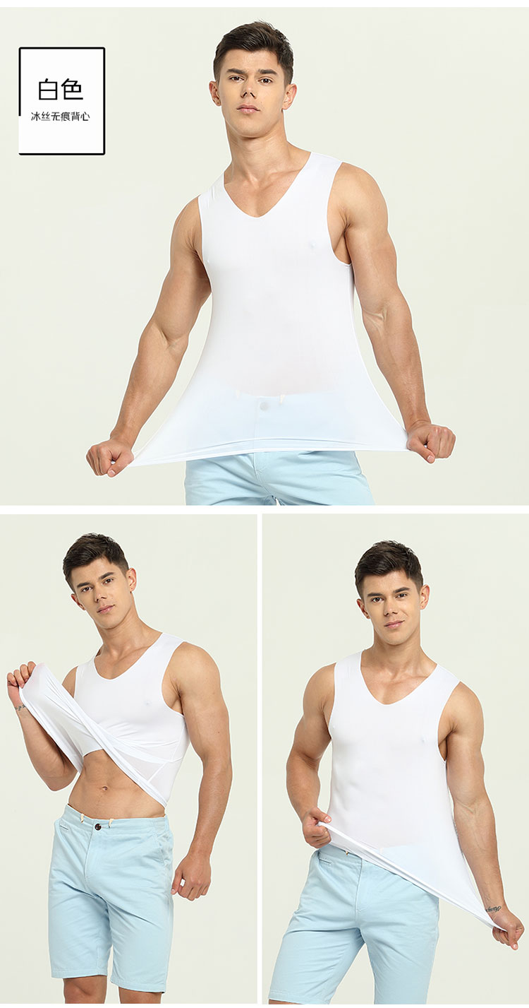 Vest nam thanh niên mùa hè băng lụa breathable mỏng phù hợp với thể dục không tay trở ngại áo sơ mi