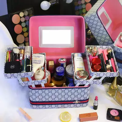 Makeup artist multi-layer bag high-end sense of simplicity, large capacity, large-size skin care products storage box, household makeup box for women