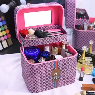 Double-layer cosmetic bag large capacity size storage box Korean cute female portable net celebrity with the same box portable