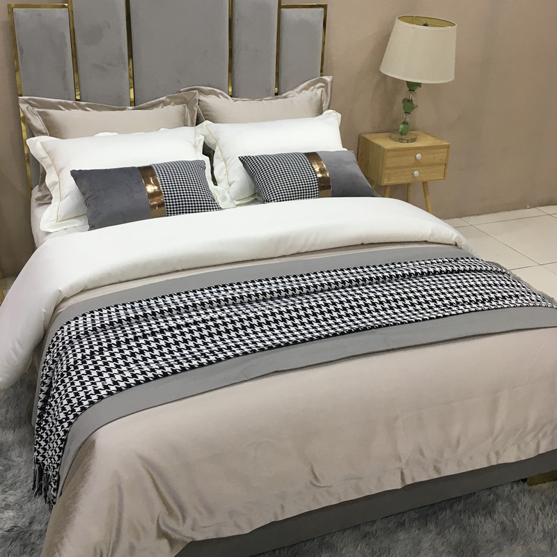 Showroom-like inter-board furniture assorted bed goods light and luxurious style minimalist soft-packed bed with multiple sets of champagne