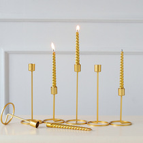 Nordic Candlestick Gold single head Wrought iron candlestick Creative romantic table table Wedding candlestick metal ornaments