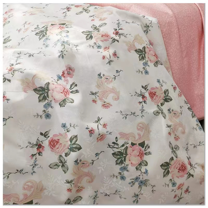 Rexi mom twill pure cotton cloth set to make custom bed bamboo hat quilt cover pillowcase AB edition Combed Cotton-Taobao