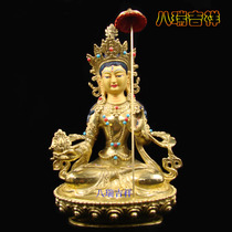 Qinghai Taer Temple production pure copper gilt-gold large white umbrella cover Buddha MOTHER Buddha statue height 22 5CM
