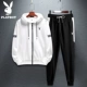 Playboy áo len nam trùm đầu màu trắng 2020 mùa xuân cặp đôi mới hoodie áo khoác nam - Cao bồi