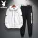 Playboy áo len nam trùm đầu màu trắng 2020 mùa xuân cặp đôi mới hoodie áo khoác nam - Cao bồi