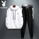 Playboy áo len nam trùm đầu màu trắng 2020 mùa xuân cặp đôi mới hoodie áo khoác nam - Cao bồi