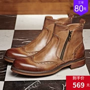 Giày tình yêu Fort Boots nam Martin Boots Giày nam cao gót nam Bullock khắc Giày nam Anh Booties nam Retro - Giày ống