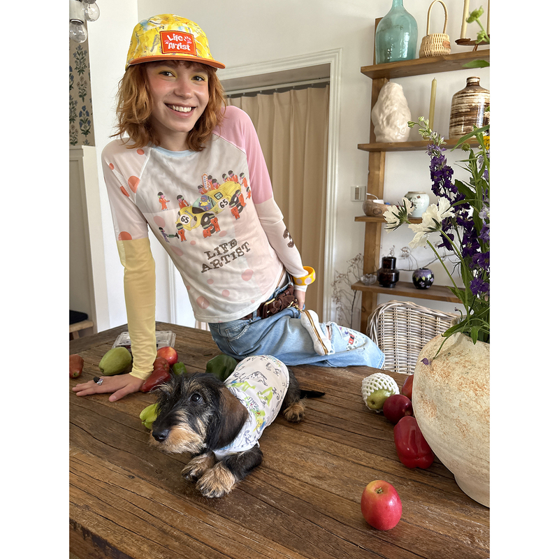 Sancco “Racing Puppy” Original Graffiti Print Mesh Lightweight Base Layer Top Women's New Long-Sleeved T-Shirt Sancco “Racing Puppy” Original Graffiti Print Mesh Lightweight Base Layer Top Women's New Long-Sleeved T-Shirt
