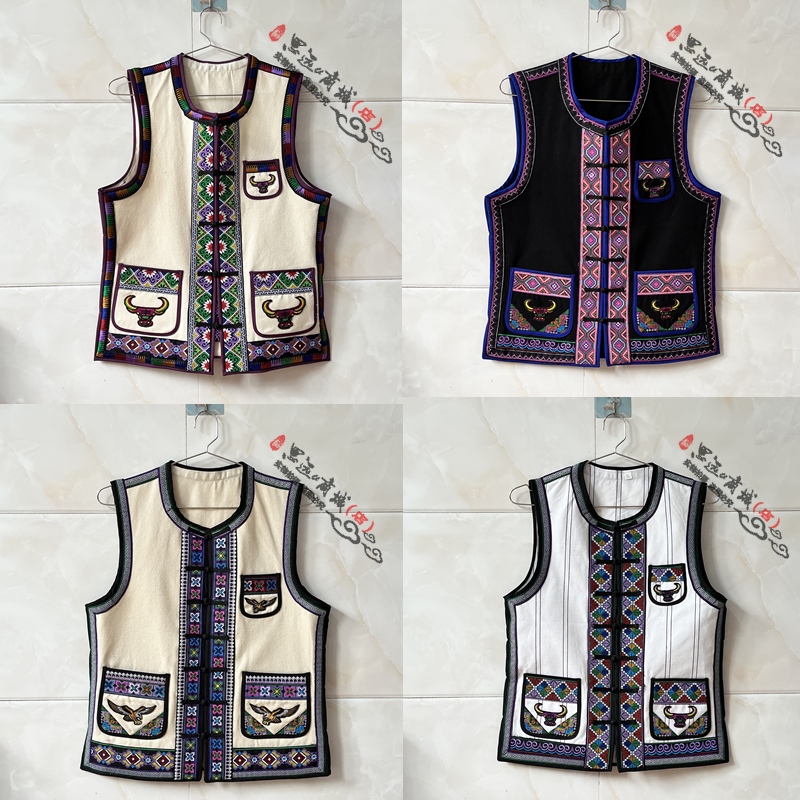 葫蘆斯少数民族刺繍メンズベストミャオ族とイ族の民族衣装チワン族のジャケットトーチフェスティバルベスト
