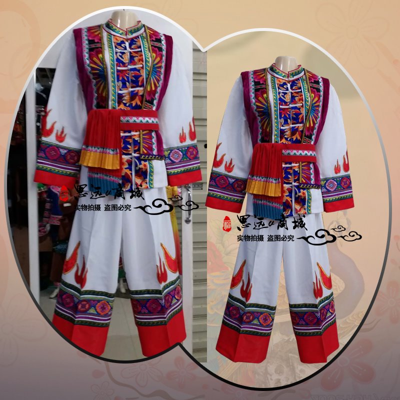 Boutique stone forest Sarni ethnic men's clothing Yunnan Yi ethnic minority performing dress fire to put the festival suit out of suit