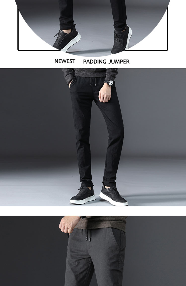 Quần âu nam mùa thu mới Cá nhanh Hàn Quốc Quần thun thun nam Quần đen ren dài Quần cotton quần jean nam ống rộng