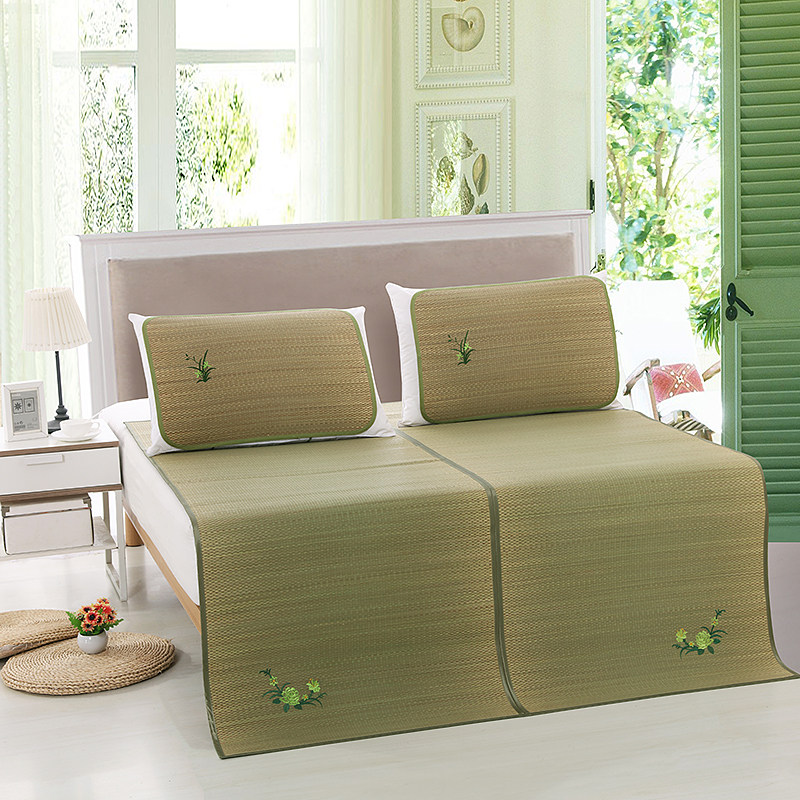 Rush mat rush mat 1 8m bed thickened single and double foldable 1 5m summer three-piece double mat