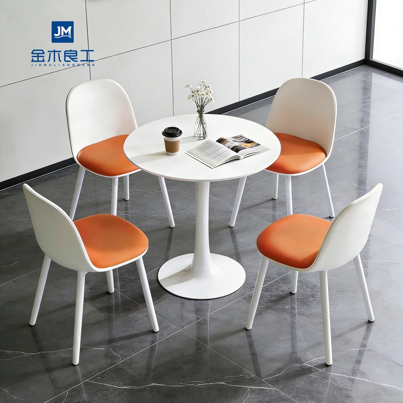 Negotiation Small Round Table Beauty Salon Rest Area Reception White Reception Table Leisure Office Reception Round Table and Chair Set