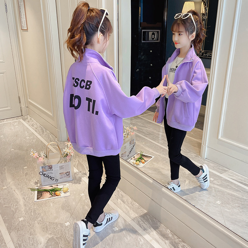Girls autumn coat 2022 new Korean version of children's net red foreign style autumn and winter fleece clothes little girl sweater