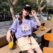 Girls Short Sleeve Kit 2023 New Model in Big Child Fashion Shorts Children Bomb Street Girls Leisure Two Pieces