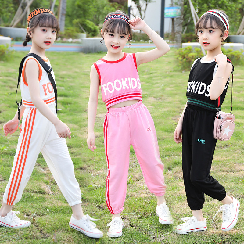 Girls' suit summer dress 2022 new foreign style fashionable girl sports net red cotton vest clothes children's thin section