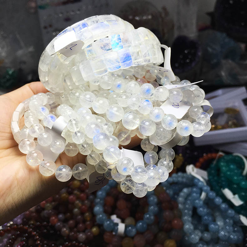 Pha lê xám khối xanh trăng bột màu tím vàng trắng pha lê garnet siêu bảy vàng dâu vòng đeo tay vòng cổ mua vòng pandora