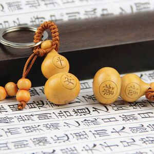 Peach Wood Ping An Fu Lu Gourd Car Keychain Ornament Car Key Ring Car Keychain Gift Pendant